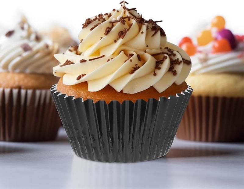 Black Aluminum Foil Cupcake Liners 100Pcs Non Stick Oil Resistant Baking Cups - Image 5